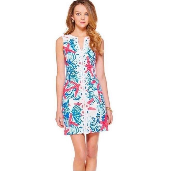 RARE Lilly Pulitzer Janice Shift Resort White She She Shells Dress Size‎ 4 - Picture 2 of 12